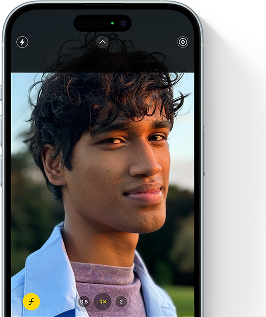 Ein iPhone 15 zeigt den Porträtmodus für Fotos